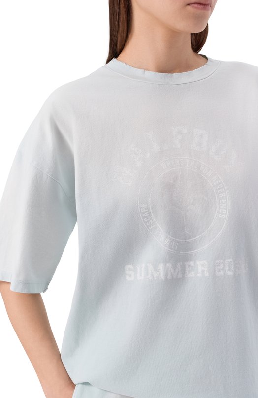 Хлопковая футболка Halfboy HS261WT028 JS003/VINTAGE TEE Голубой  HS261WT028 JS003/VINTAGE TEE Фото 5