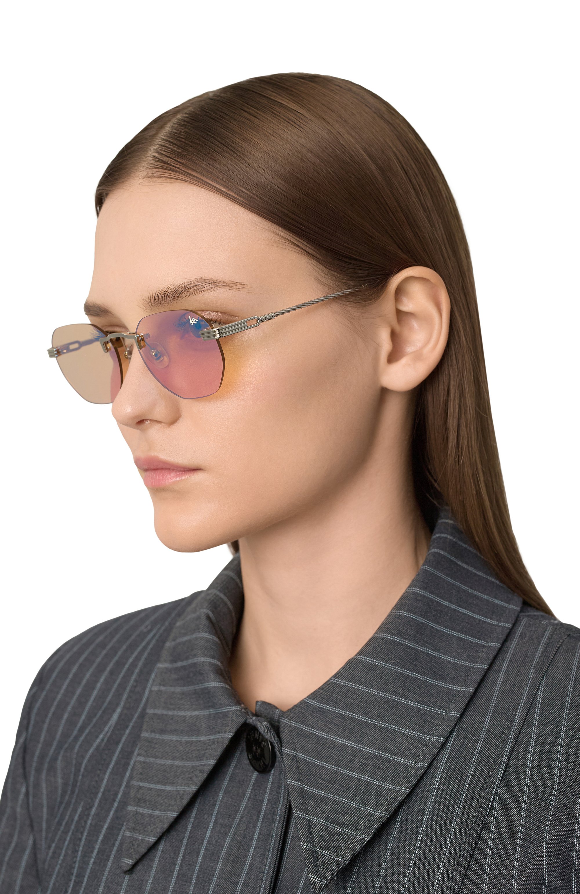 Солнцезащитные очки VINTAGE FRAMES, арт. DETR0IT PLAYER 24KT WHITE G0LD/BLUE PEACH, фото 3
