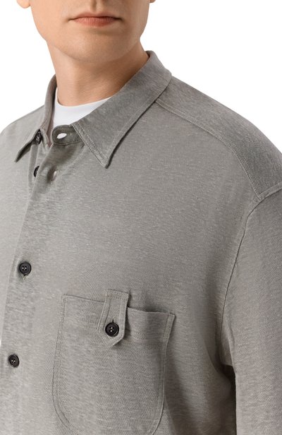 Льняная рубашка GIORGIO ARMANI серого цвета по цене 98200 руб., арт. GM004110/TE11335, фото 5 Льняная рубашка GIORGIO ARMANI, арт. GM004110/TE11335, фото 5