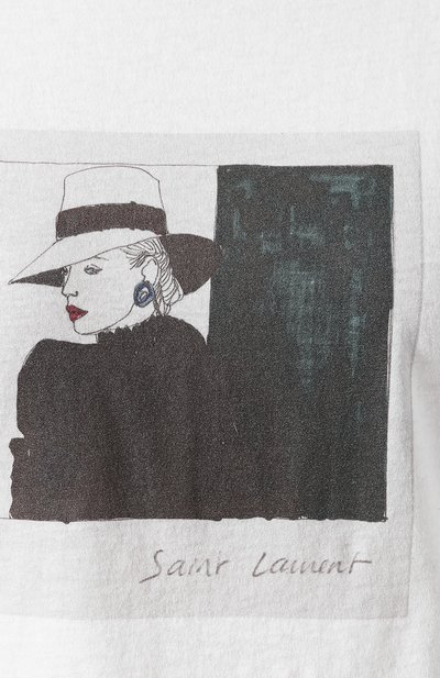 Хлопковая футболка SAINT LAURENT белого цвета по цене 44950 руб., арт. 551370/YBBG2, фото 5 Хлопковая футболка SAINT LAURENT, арт. 551370/YBBG2, фото 5