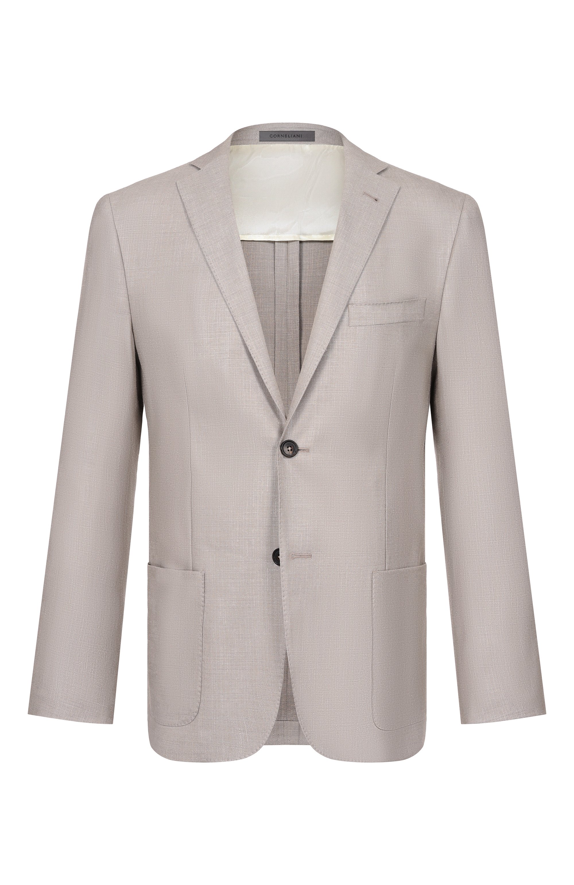 Пиджак из шелка и шерсти CORNELIANI светло-бежевого цвета по цене 129500 руб., арт. 27X002/2718288, фото 1 Пиджак из шелка и шерсти CORNELIANI, арт. 27X002/2718288, фото 1