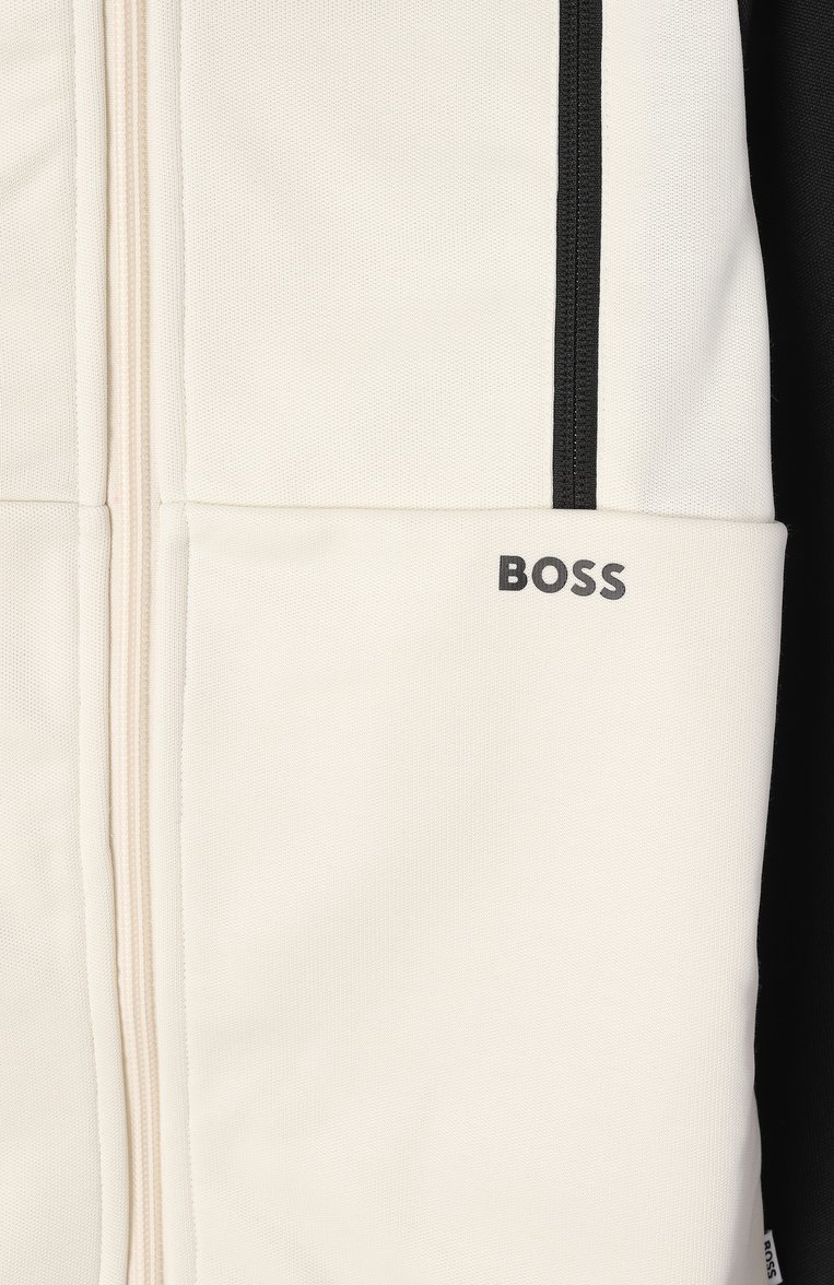 Детского комплект из толстовки и шорт BOSS черно-белого цвета, арт. J52064 | Фото 6 (Рукава: Длинные; Материал внешний: Хлопок, Синтетический материал; Мальчики Кросс-КТ: Костюмы-спорт; Автоматизация ТО: Проставлено; Автоматизация состава: Проставлено; Ростовка одежда: 7 лет | 122 см, 13 - 15 лет | 158 см, 9 лет | 134 см, 12 лет | 152 см, 16 лет | 164 см)