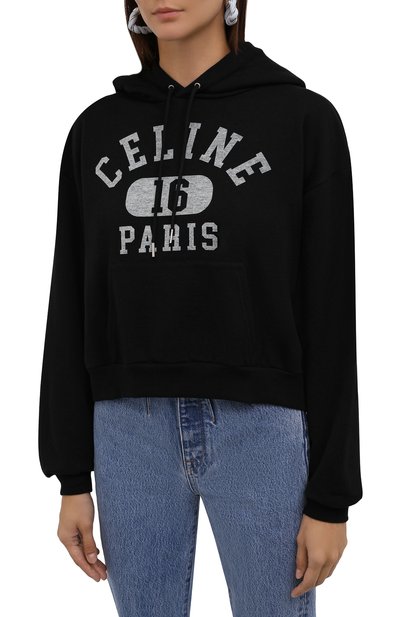 Худи из хлопка и кашемира CELINE черного цвета по цене 98950 руб., арт. 2Y521450I, фото 3 Худи из хлопка и кашемира CELINE, арт. 2Y521450I, фото 3
