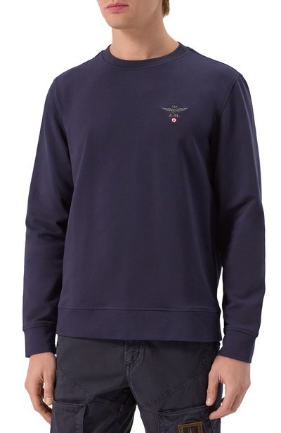 Хлопковый свитшот AERONAUTICA MILITARE темно-синего цвета по цене 13950 руб., арт. 241/FE1769F459, фото 3 Хлопковый свитшот AERONAUTICA MILITARE, арт. 241/FE1769F459, фото 3