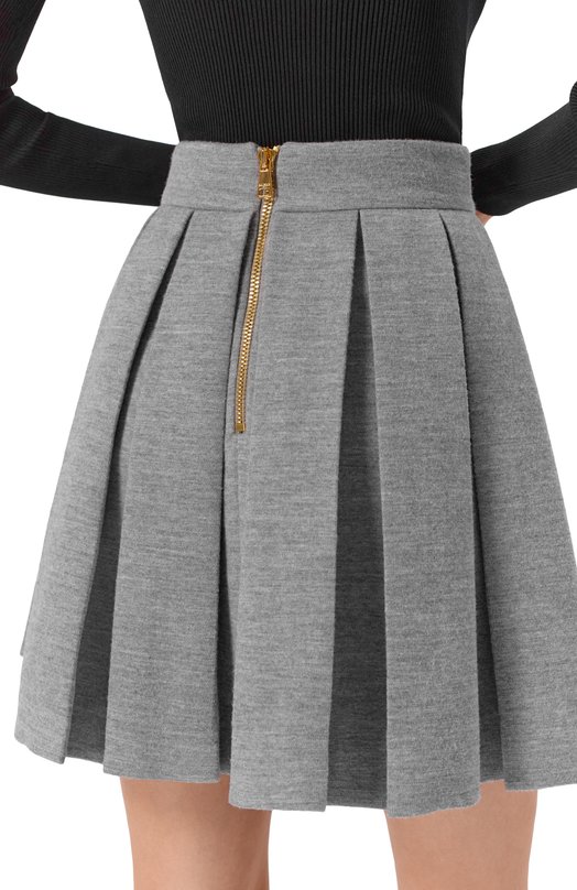 Юбка из шерсти и хлопка Balmain FF0LBB09/JL17 Серый  FF0LBB09/JL17 Фото 5