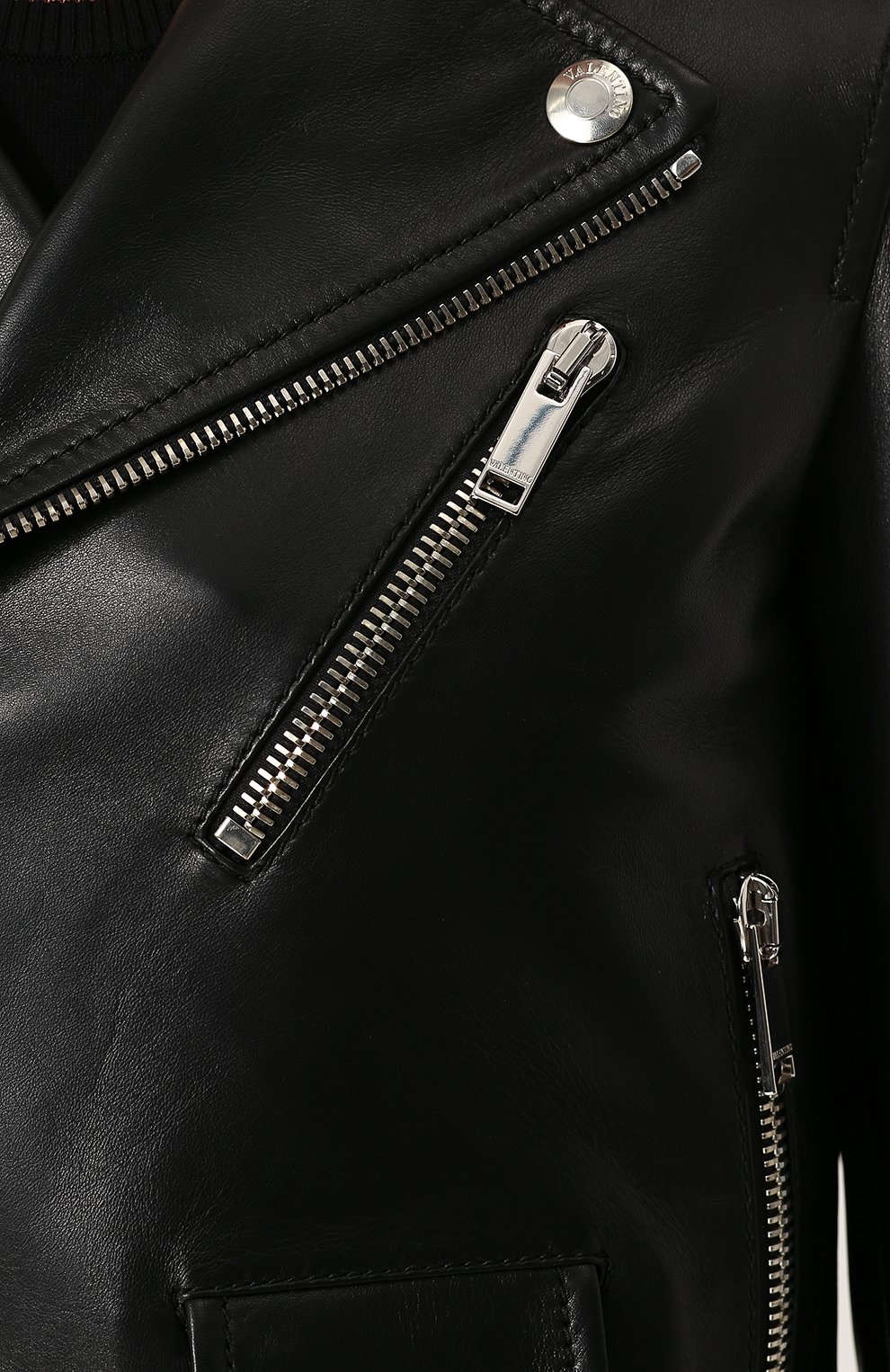 Приталенная кожаная куртка с косой молнией VALENTINO, арт. PB3NA02P/1YM, фото 5