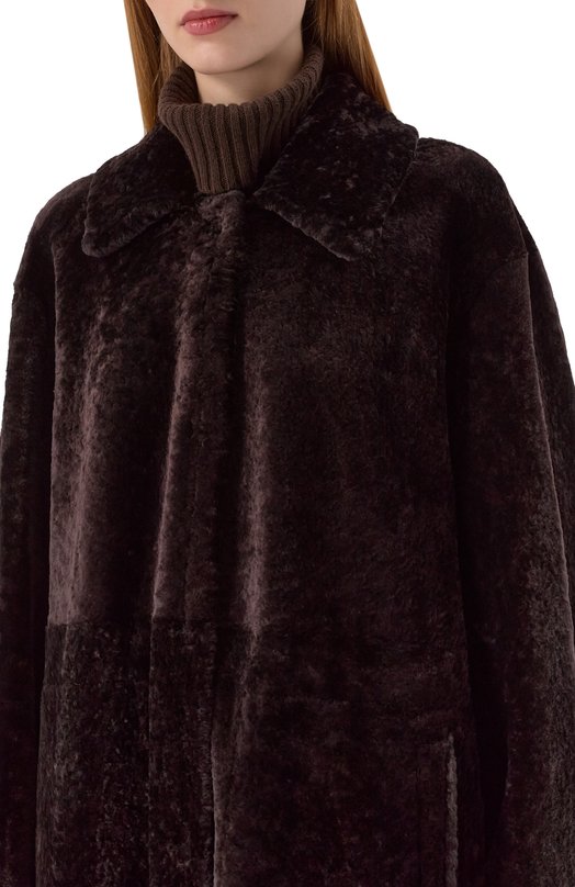 Двусторонняя дубленка из овчины manzoni24 25M1115-S23N/48-50 Коричневый  25M1115-S23N/48-50 Фото 5
