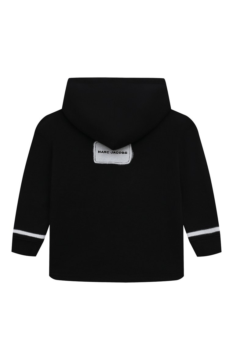 Детский хлопковое худи MARC JACOBS (THE) черного цвета, арт. W60184/6A-12A | Фото 2 (Материал внешний: Хлопок; Рукава: Длинные; Материал сплава: Проставлено; Драгоценные камни: Проставлено; Мальчики Кросс-КТ: Худи-одежда; Ростовка одежда: 9 лет | 134 см, 7 лет | 122 см, 12 лет | 152 см, 5 лет | 110 см)