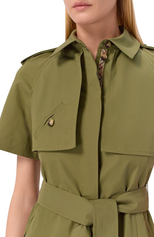 Хлопковое платье Burberry 8117709 Хаки  8117709 Фото 4