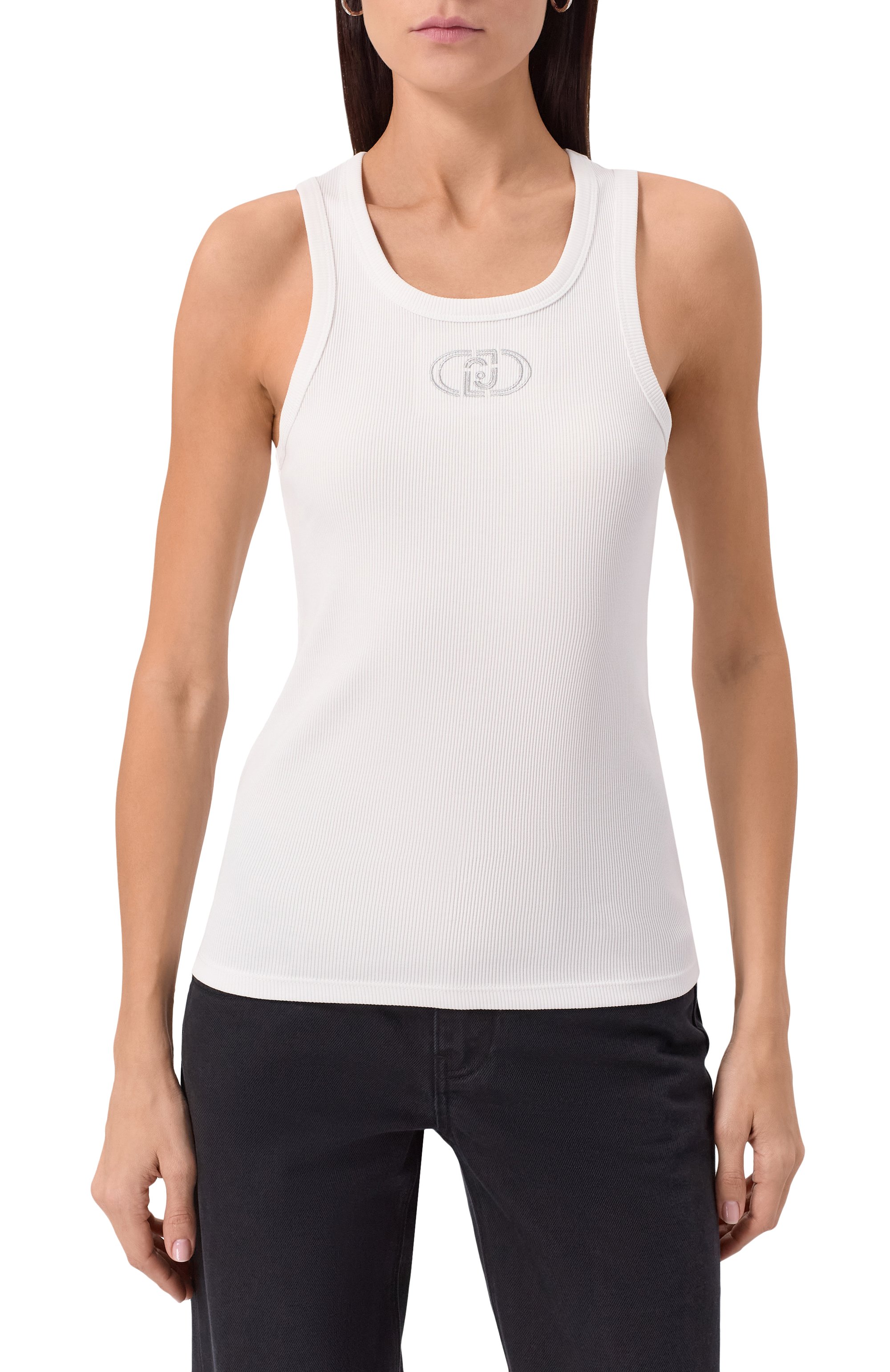 Хлопковая майка LIU JO белого цвета по цене 8990 руб., арт. WA5367J0295, фото 3 Хлопковая майка LIU JO, арт. WA5367J0295, фото 3