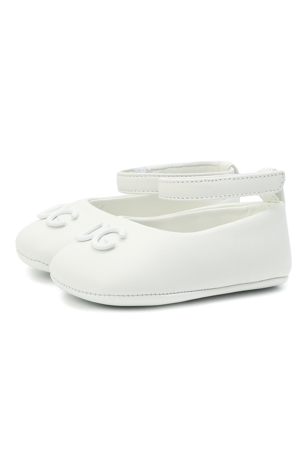 Кожаные пинетки DOLCE & GABBANA белого цвета по цене 28500 руб., арт. DK0065/A1293, фото 1 Кожаные пинетки DOLCE & GABBANA, арт. DK0065/A1293, фото 1