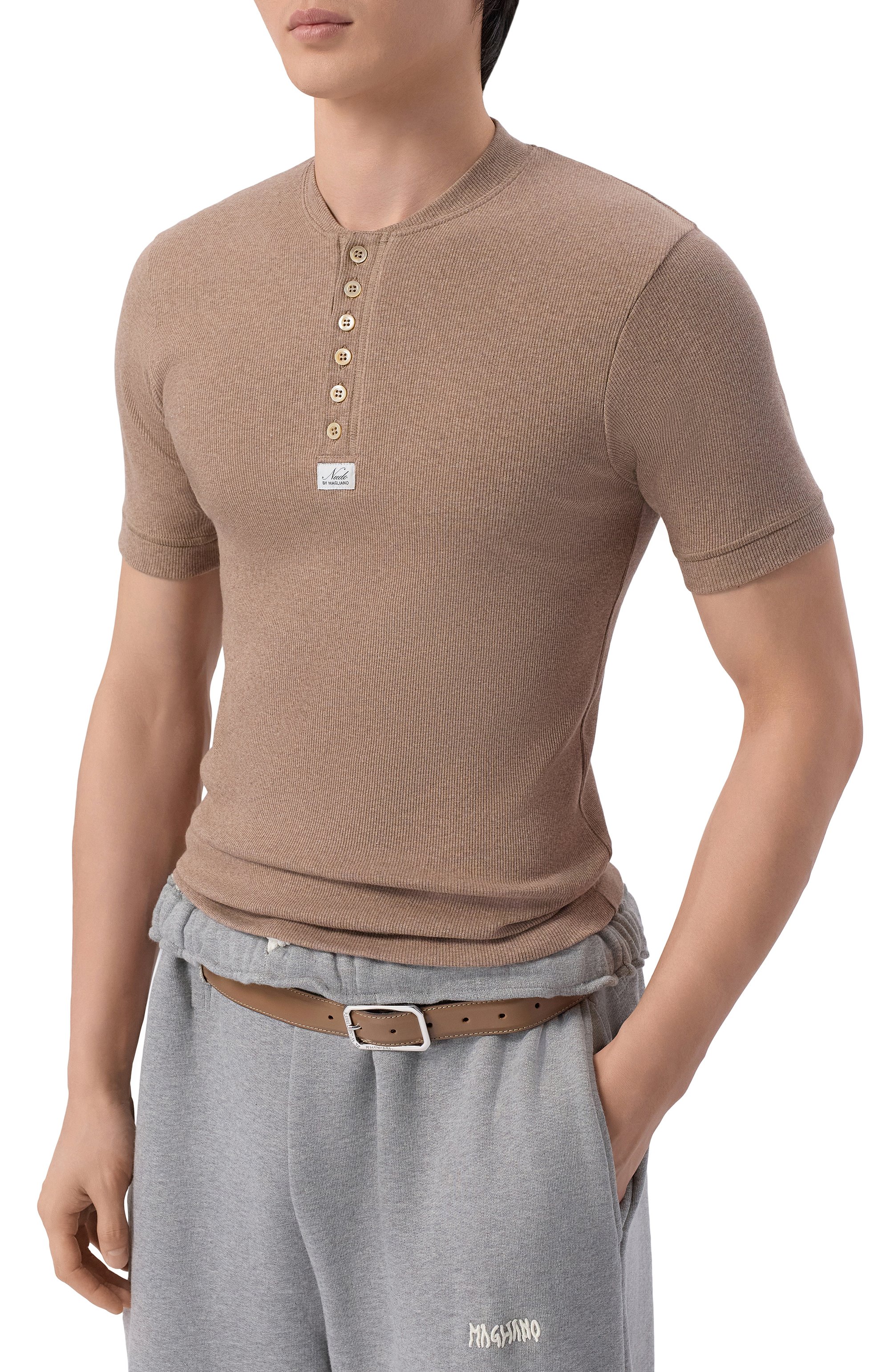 Хлопковая футболка MAGLIANO бежевого цвета по цене 36800 руб., арт. MGSS26TT01876, фото 3 Хлопковая футболка MAGLIANO, арт. MGSS26TT01876, фото 3