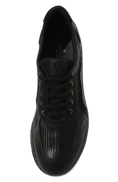 Мужские кожаные кроссовки ARTIOLI черного цвета, арт. 0S226/VS CALF/CARB0N/SUEDE | Фото 6 (Материал внутренний: Натуральная кожа; Драгоценные камни: Проставлено; Материал сплава: Проставлено; Подошва: Массивная; Стили: Классический; Материал утеплителя: Без утеплителя; Материал внешний: Натуральная кожа; Кросс-КТ: Низкие)