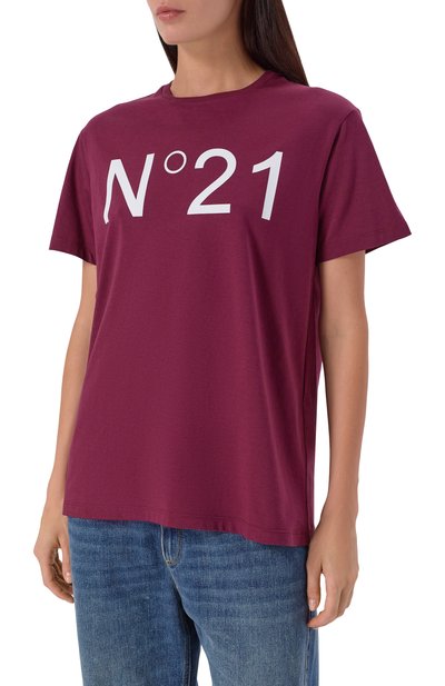 Хлопковая футболка N21 бордового цвета по цене 21400 руб., арт. F051/6328, фото 3 Хлопковая футболка N21, арт. F051/6328, фото 3