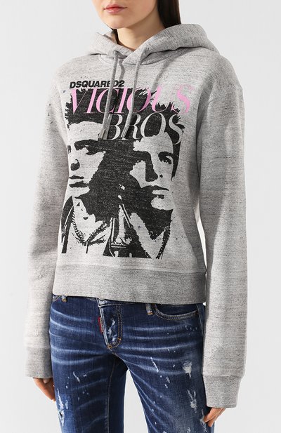 Хлопковый пуловер DSQUARED2 серого цвета по цене 36750 руб., арт. S75GU0183/S25148, фото 3 Хлопковый пуловер DSQUARED2, арт. S75GU0183/S25148, фото 3