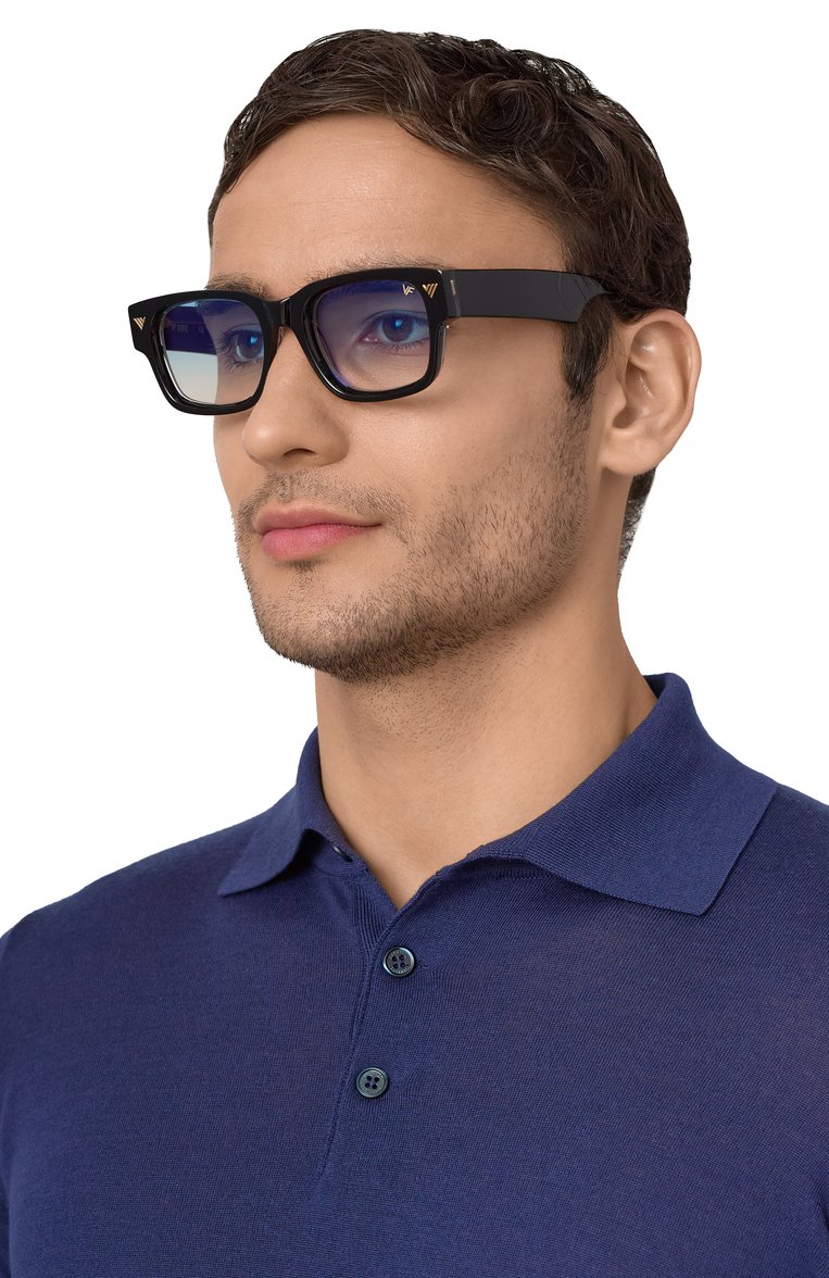 Женские солнцезащитные очки VINTAGE FRAMES голубого цвета, арт. B0WIE BLACK AND CLEAR/BLUE | Фото 2 (Региональные ограничения белый список (Axapta Mercury): Не проставлено; Нос: Не проставлено; Материал: Пластик; Тип очков: С/з; Кросс-КТ: С/з-унисекс; Очки форма: Квадратные; Оптика Гендер: оптика-унисекс)