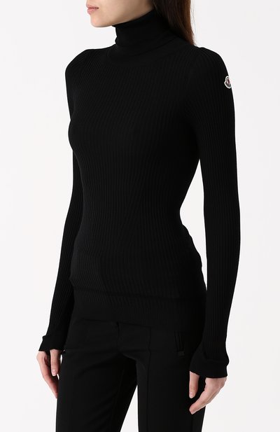 Однотонная шерстяная водолазка факту рной вязки MONCLER, арт. C2-093-92906-00-9799D, фото 3