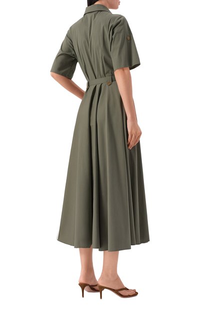 Хлопковое платье PIETRO BRUNELLI хаки цвета по цене 33850 руб., арт. AG2415/C02937, фото 3 Хлопковое платье PIETRO BRUNELLI, арт. AG2415/C02937, фото 3