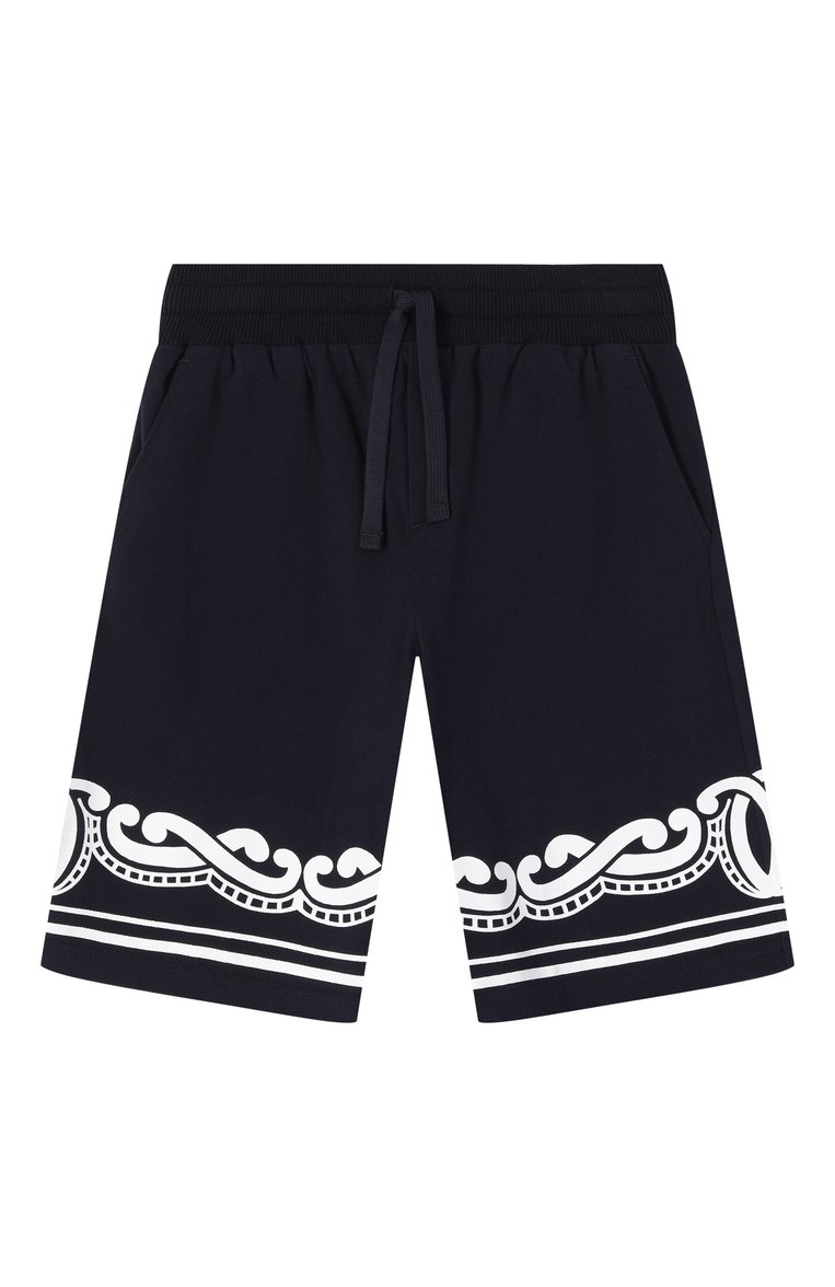 Детские хлопковые шорты DOLCE & GABBANA темно-синего цвета, арт. L4JQU7/G700B/8-14 | Фото 1 (Нос: Не проставлено; Случай: Повседневный; Материал внешний: Хлопок; Автоматизация состава: Проставлено; Ростовка одежда: 16 лет | 164 см, 8 лет | 128 см, 13 - 15 лет | 158 см, 10 - 11 лет | 140 - 146см)