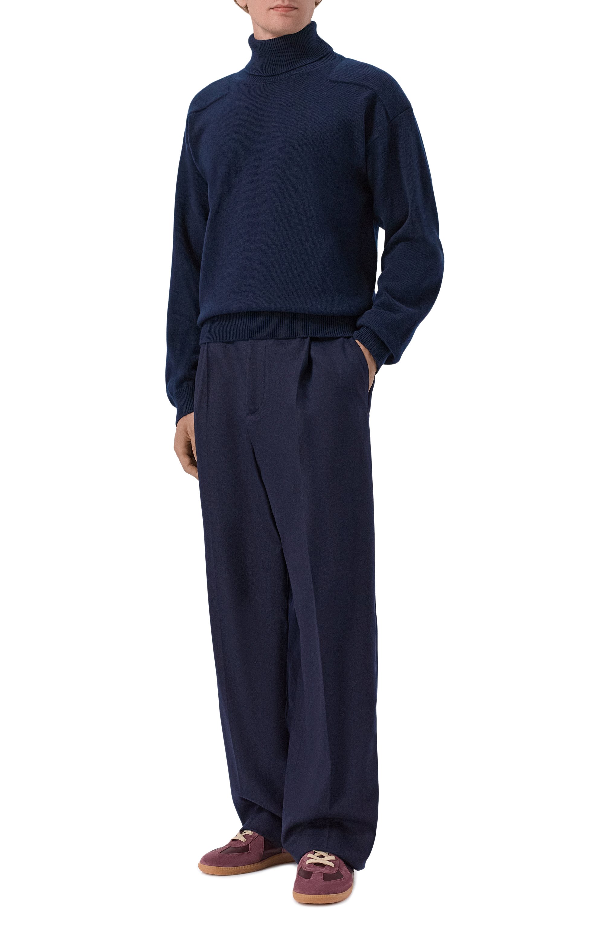 Шерстяные брюки JIL SANDER темно-синего цвета по цене 235500 руб., арт. J22KA0372/J40333, фото 2 Шерстяные брюки JIL SANDER, арт. J22KA0372/J40333, фото 2