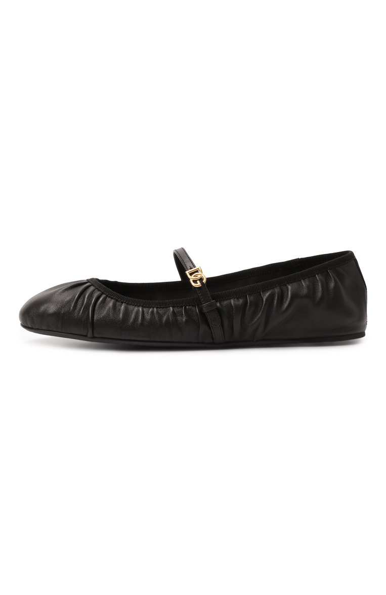 Женские кожаные балетки vally DOLCE & GABBANA черного цвета, арт. CB0257/AD137 | Фото 4 (Подошва: Плоская; Материал внешний: Натуральная кожа; Материал внутренний: Натуральная кожа; Размерность: Идёт в размер; Автоматизация состава: Проставлено; Автоматизация ТО: Проставлено)