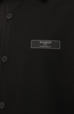 Мужская шерстяная куртка-рубашка BALMAIN черного цвета, арт. DH0HS391/WB01 | Фото 6 (Драгоценные камни: Проставлено; Материал сплава: Проставлено; Материал внешний: Шерсть; Рукава: Длинные; Манжеты: На пуговицах; Случай: Повседневный; Принт: Однотонные; Длина (для топов): Стандартные; Воротник: Кент; Стили: Минимализм, Кэжуэл)