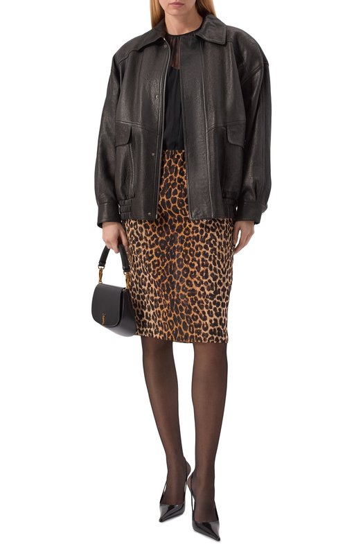 Шелковая юбка Saint Laurent 851746/Y2B11 Леопардовый  851746/Y2B11 Фото 2