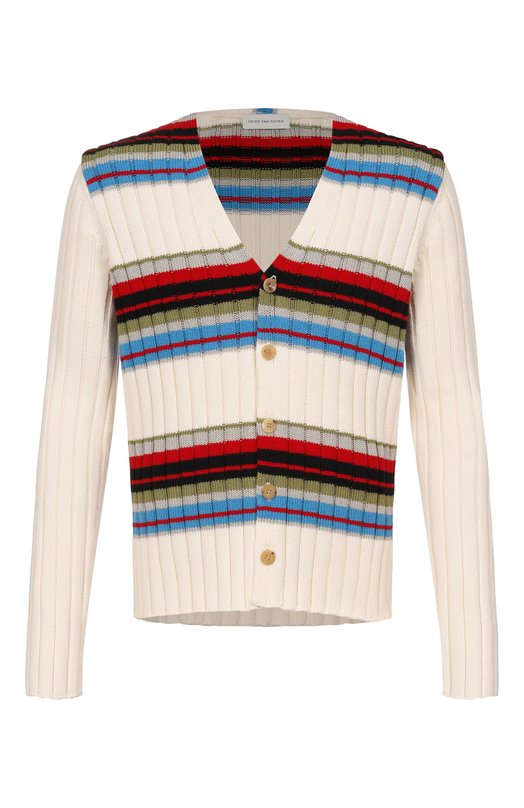Кардиган из хлопка и шерсти Dries Van Noten 021236/3730 Белый 021236/3730