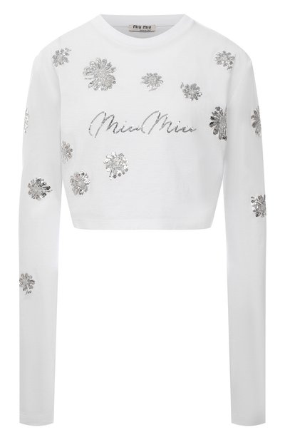 Хлопковый пуловер MIU MIU, арт. MJL807-10C3-F0009, фото 1