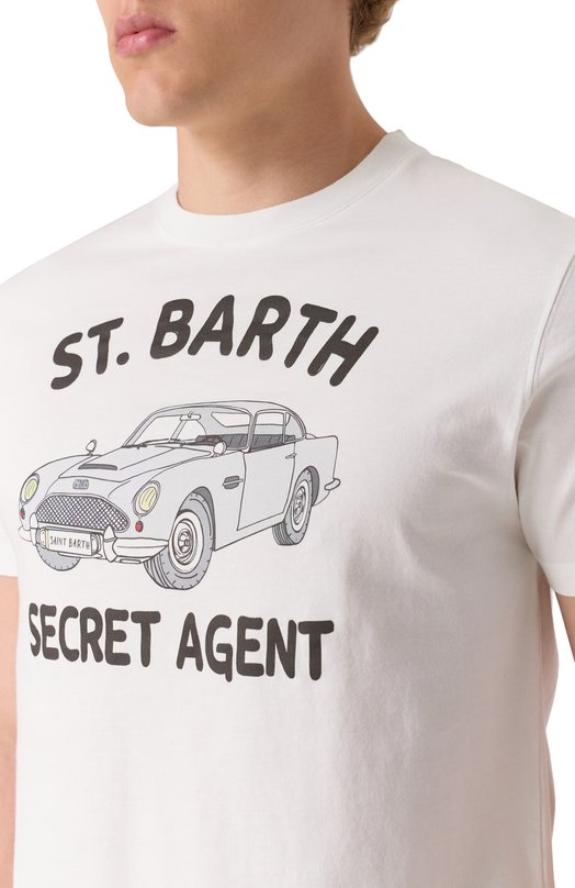 Хлопковая футболка MC2 Saint Barth STBM TSHIRT MAN/04730H Белый  STBM TSHIRT MAN/04730H Фото 5