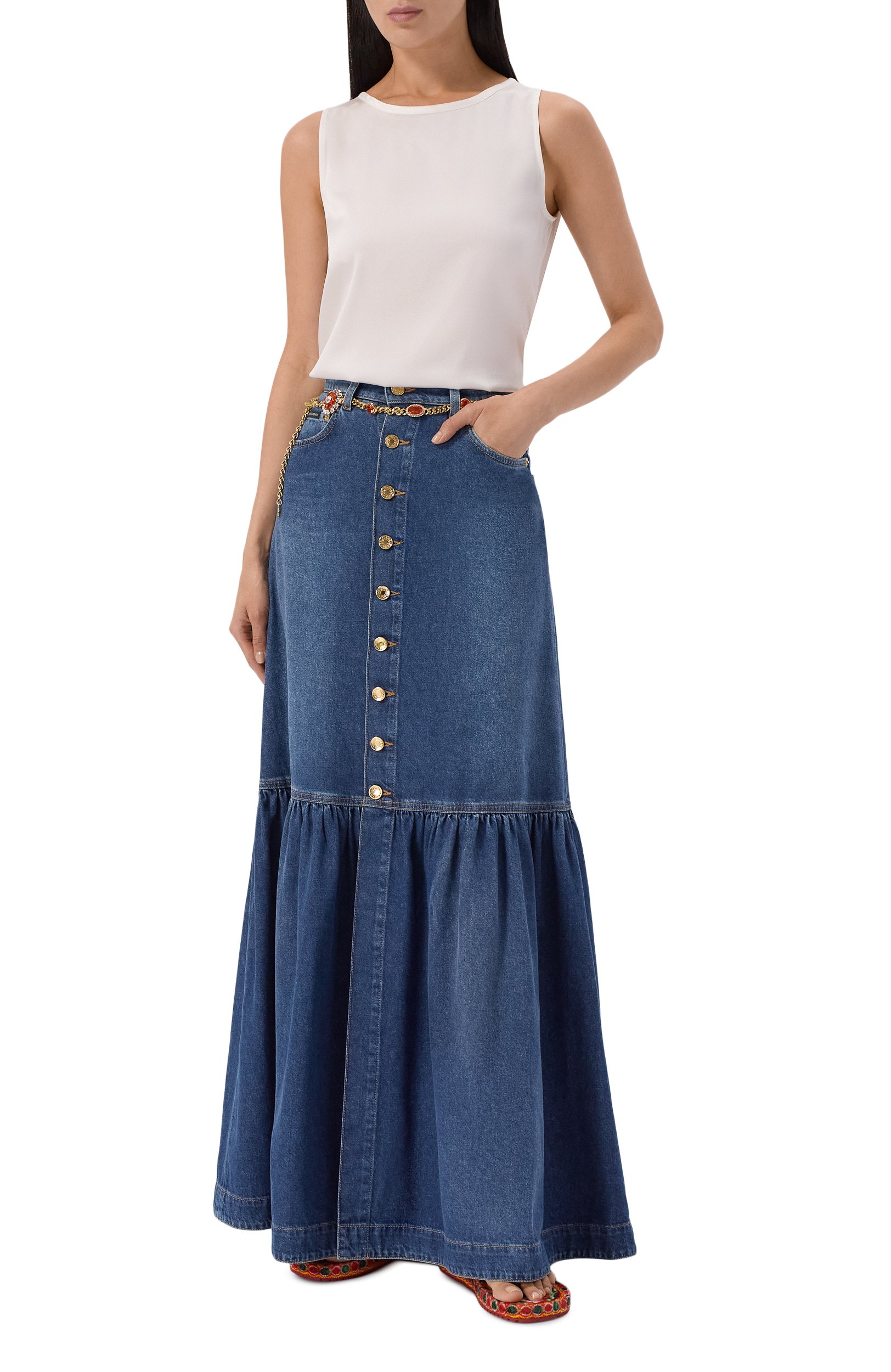 Джинсовая юбка DOLCE & GABBANA синего цвета по цене 136500 руб., арт. F4DDZD/G8PH5, фото 2 Джинсовая юбка DOLCE & GABBANA, арт. F4DDZD/G8PH5, фото 2