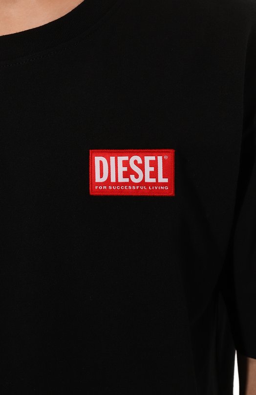 Хлопковая футболка Diesel A14947/0NIAR Чёрный  A14947/0NIAR Фото 5