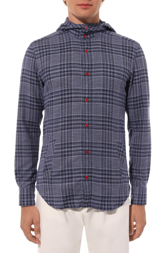 Рубашка из шерсти и шелка Kiton UMCMARK0643C Синий  UMCMARK0643C Фото 3