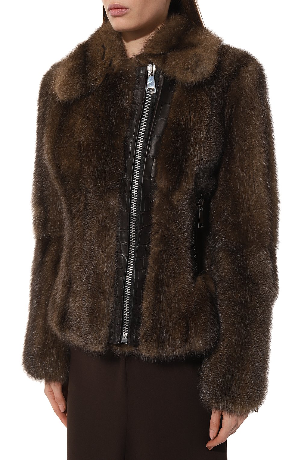 Шуба из меха соболя и отделкой из кожи крокодила JULIA DILUA, арт. 2022-0008, фото 3