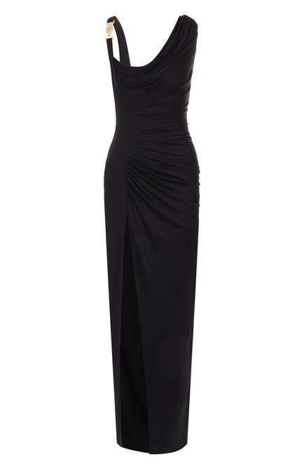 Женское платье из вискозы VERSACE черного цвета, арт. 1014127/1A00572 | Фото 1 (Женское Кросс-КТ: Платье-одежда; Длина Ж (юбки, платья, шорты): Макси; Драгоценные камни: Проставлено; Материал сплава: Проставлено; Случай: Вечерний; Стили: Гламурный; Материал внешний: Вискоза)