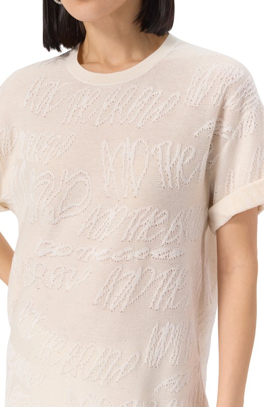 Футболка из хлопка и вискозы AND the brand S25-TS014S-1204-101 Кремовый  S25-TS014S-1204-101 Фото 5