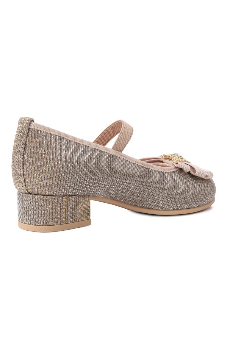 Детские туфли PRETTY BALLERINAS золотого цвета, арт. 50766 | Фото 3 (Материал внутренний: Натуральная кожа, Резина; Материал сплава: Проставлено; Материал внешний: Текстиль)