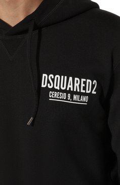 Мужской хлопковое худи DSQUARED2 черного цвета, арт. S71GU0451/S25516 | Фото 5 (Рукава: Длинные; Длина (для топов): Стандартные; Принт: С принтом; Мужское Кросс-КТ: Худи-одежда; Материал сплава: Проставлено; Материал внешний: Хлопок; Стили: Спорт-шик; Драгоценные камни: Проставлено)