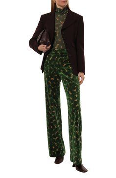 Женская шелковая блузка DRIES VAN NOTEN зеленого цвета, арт. 242-010703-9174 | Фото 2 (Рукава: Длинные; Драгоценные камни: Проставлено; Материал внешний: Шелк; Длина (для топов): Стандартные; Материал сплава: Проставлено; Принт: С принтом; Кросс-КТ: костюм; Женское Кросс-КТ: Блуза-одежда; Стили: Минимализм)