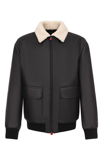 Мужской кожаный бомбер с воротником из овчины KITON, арт. UW2240V0416H20/62-68