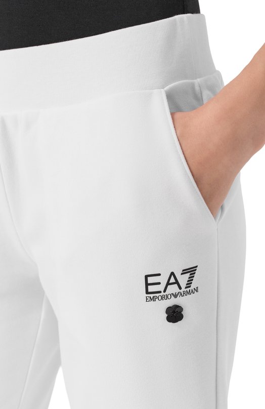 Хлопковые брюки EA7 7W000543/AF16442 Белый  7W000543/AF16442 Фото 5