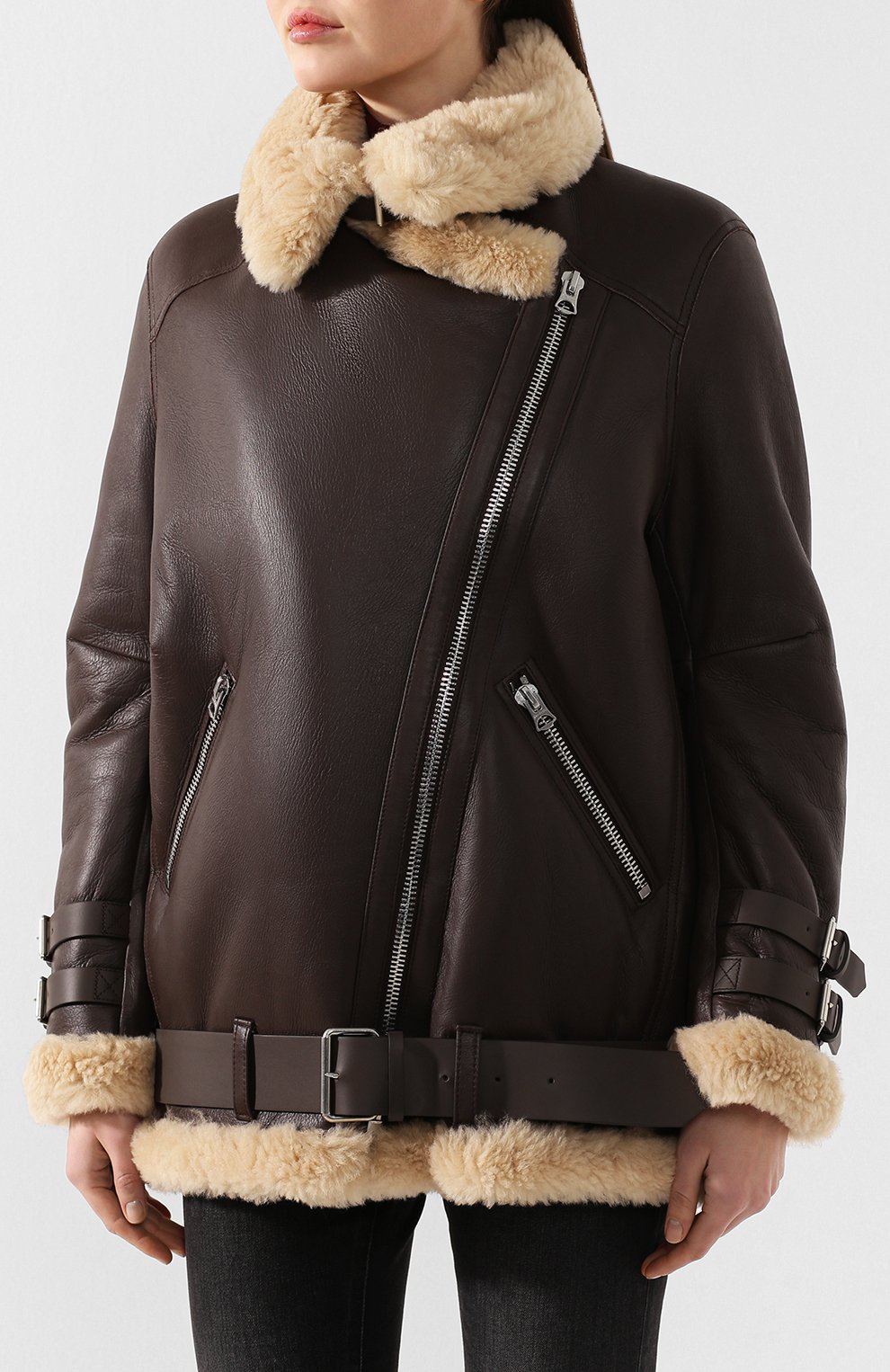 Дубленка с косой молнией ACNE STUDIOS коричневого цвета по цене 279000 руб., арт. 1AQ173, фото 3 Дубленка с косой молнией ACNE STUDIOS, арт. 1AQ173, фото 3