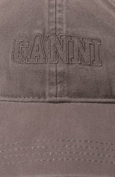 Женская хлопковая бейсболка GANNI серого цвета, арт. A6302/5890 | Фото 4 (Нос: Не проставлено; Материал сплава: Проставлено; Материал: Хлопок, Текстиль)