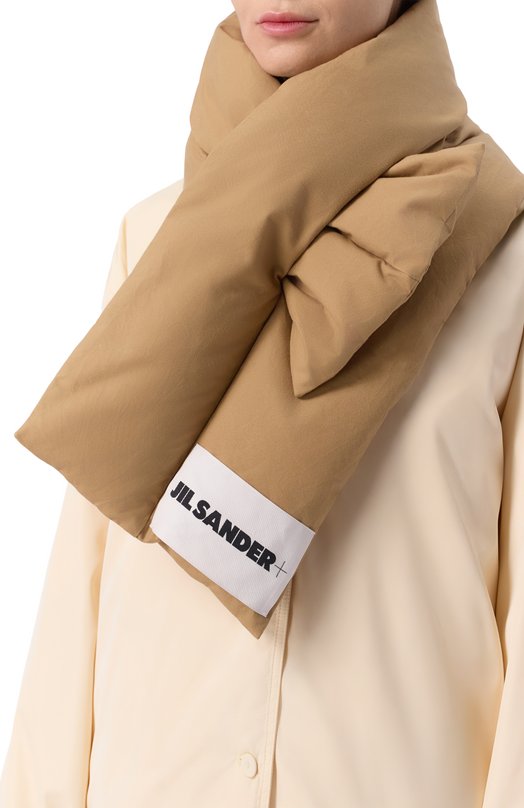Хлопковый шарф Jil Sander J40TE0002/J45296 Бежевый  J40TE0002/J45296 Фото 2