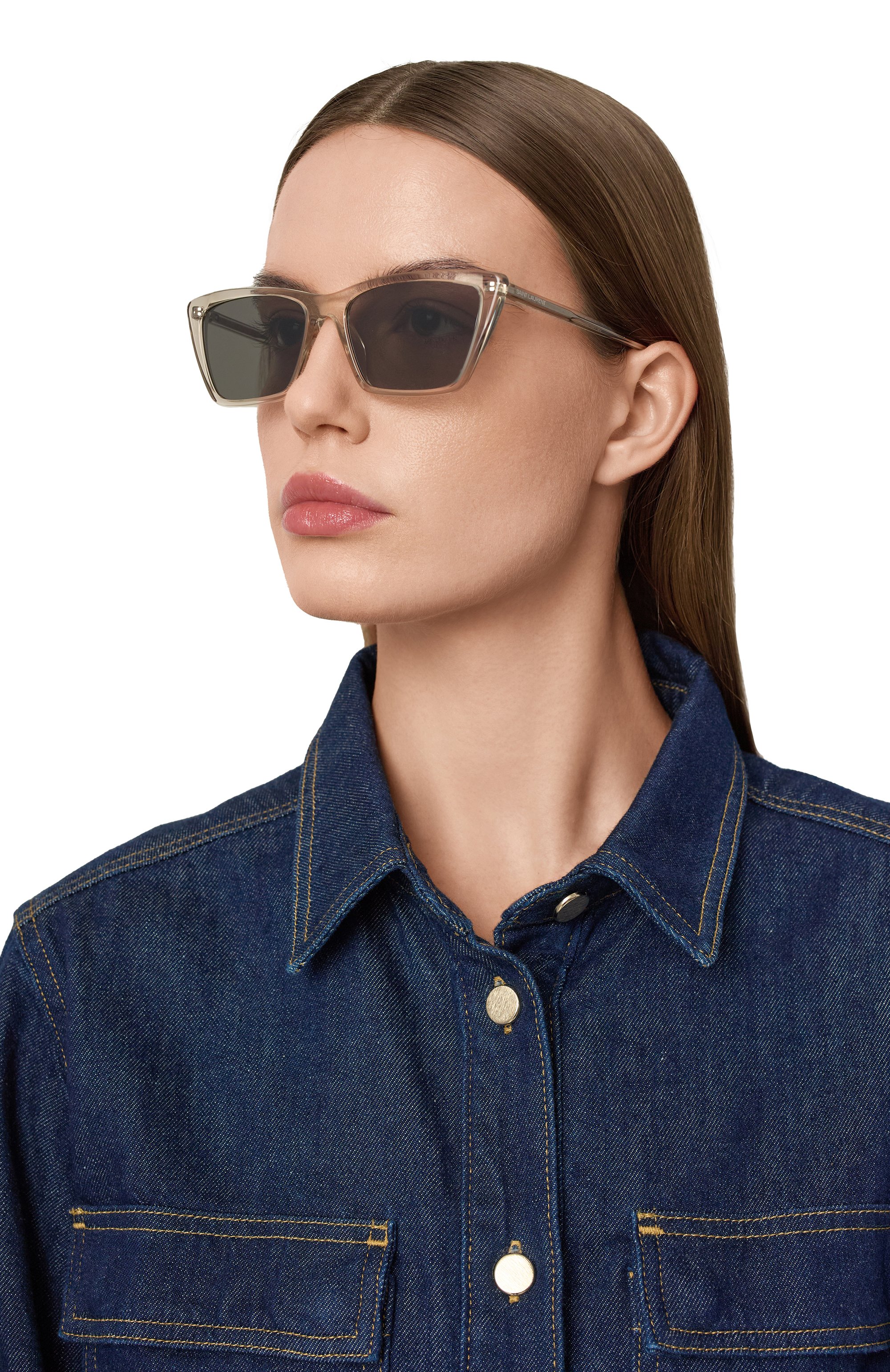 Солнцезащитные очки SAINT LAURENT прозрачного цвета по цене 36500 руб., арт. SL 737 MICA THIN 004, фото 2 Солнцезащитные очки SAINT LAURENT, арт. SL 737 MICA THIN 004, фото 2