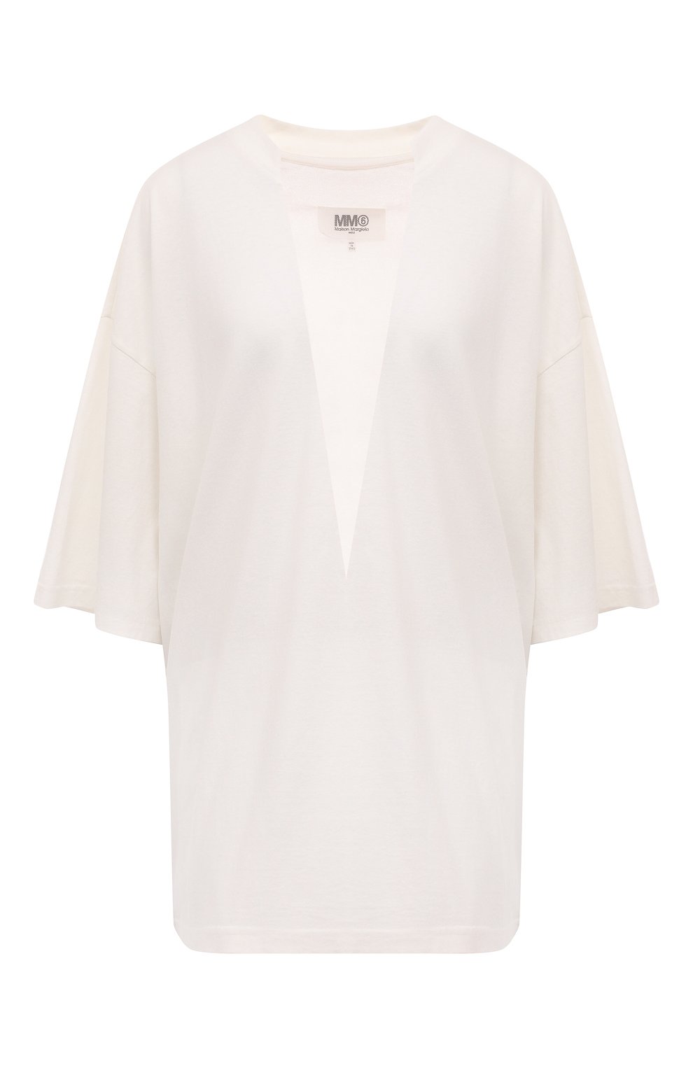 Хлопковая футболка MM6 кремового цвета по цене 34750 руб., арт. S52GC0288/S23962, фото 1 Хлопковая футболка MM6, арт. S52GC0288/S23962, фото 1