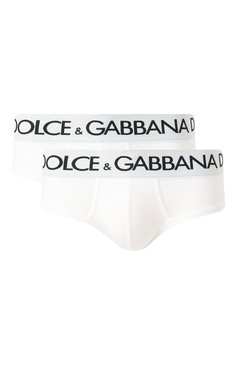 Мужские комплект из двух брифов DOLCE & GABBANA белого цвета, арт. M9D69J/0NN97 | Фото 1 (Материал внешний: Хлопок; Нос: Не проставлено; Мужское Кросс-КТ: Трусы; Кросс-КТ: бельё; Трусы М: Брифы)