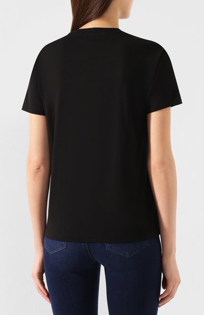 Хлопковая футболка EMPORIO ARMANI черного цвета по цене 12200 руб., арт. 6G2T6D/2JQAZ, фото 4 Хлопковая футболка EMPORIO ARMANI, арт. 6G2T6D/2JQAZ, фото 4