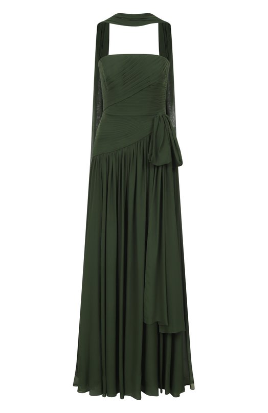 Шелковое платье Elie Saab D0951NF25/SI001 Зелёный D0951NF25/SI001