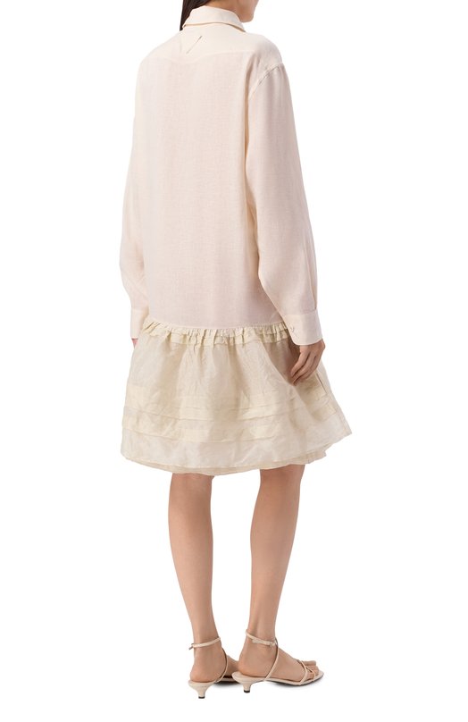 Льняное платье Prada P3N09/14ZC Кремовый  P3N09/14ZC Фото 3